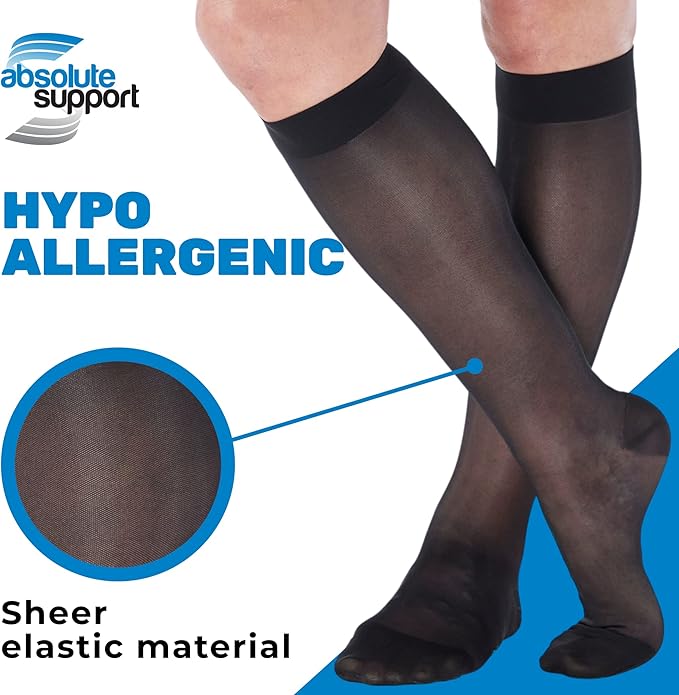 (3 Pairs - Closed Toe) Plus Size Compression Stockings for Women 15-20mmHg - Womens Sheer Compression Knee High with Wide Calf for Diabetic, Lymphedema, Swelling - Black, 5X-Large - A101BL8-3