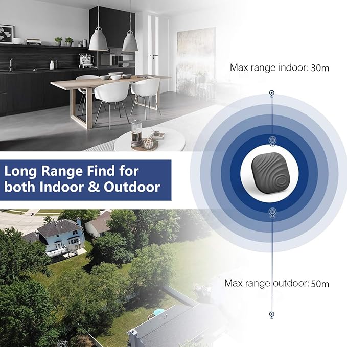 Findthing Key Finder Smart Tag 4-Pack - Bluetooth Tracker Item Locator with Key Chain - Both iOS and Android Compatible for Keys Pet Wallets Backpacks and Tablets
