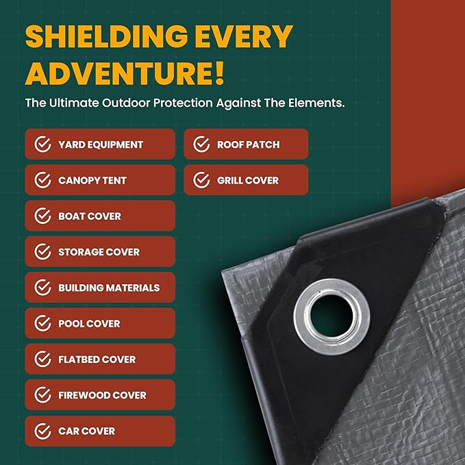 Tarp Cover White Heavy Duty 20 Mill Thick Material, Waterproof 10'X12' Great for Tarpaulin Canopy Tent, Boat, RV Or Pool Cover! by Trademark Supplies (Poly Tarp 10X12 Ultra Thick)