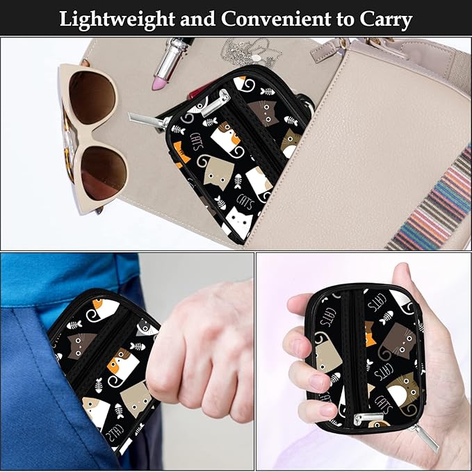 Serfeymi Weekly Travel Pill Organizer Pill Case for Purse with Removable 7 Day Pill Box, Fashionable Travel Medicine Organizer Pill Container for Medicine, Vitamin, Supplement - Black 03 + Pill Box