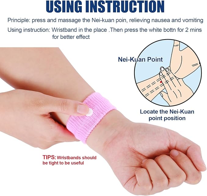LYJEE Motion Sickness Bracelets for Adults and Kids Motion Sickness Bands Nausea Relief for Pregnant Women Acupressure Nausea Relief for Car, Sea, Air Sickness
