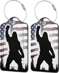 American Flag Leather Luggage Tag with Stainless Steel Ring, Fun Name Id Card Cover Travel Bag Tag Set, Suitable for Travel Bag Luggage Women Men 1 PCS