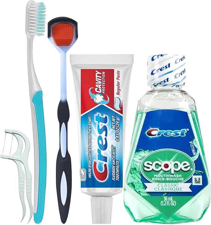 Trektote 6-Piece Travel Size Toothbrush and Toothpaste Set (100 pack) - TSA Approved Toothbrush Travel Kit - Includes Toothpaste and Mouthwash - Dental Oral Care Kit