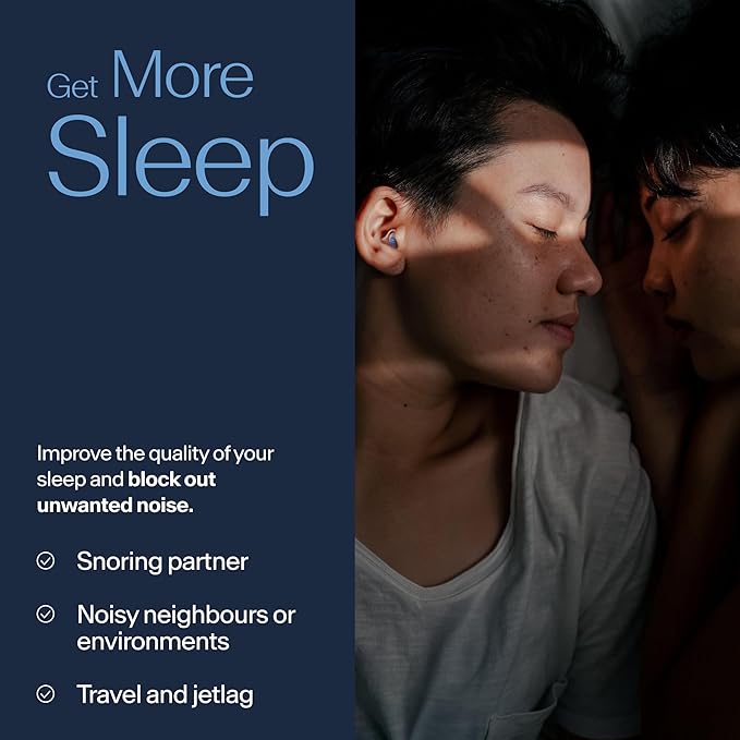 Alpine SleepDeep - Soft Ear Plugs for Sleeping and Concentration - New 3D Oval Shape and Noise Reducing Gel for Better Attenuation - 27 dB - Ideal for Side Sleeper - 1-Pair Reusable: M/L White