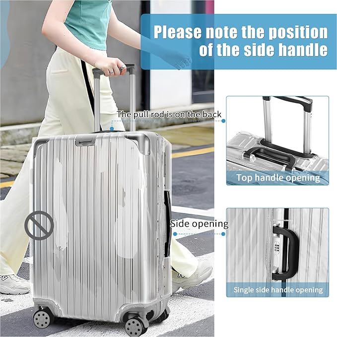 Yotako Upgraded Zippered Clear PVC Suitcase Cover, 30 Inch Luggage Covers for Wheeled Suitcase 30"