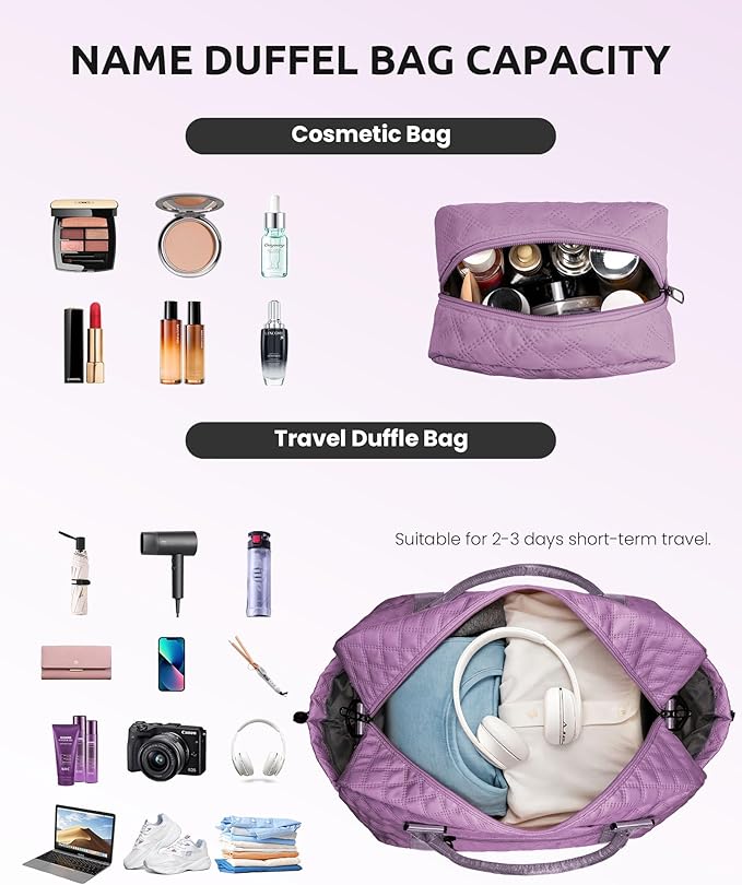 Unique Gifts for Her-Overnight Bags for Women, Personalized Weekender Bag, Monogram Travel Bag for Women with Trolley Sleeve & Wet Pocket, Letter Travel Bag with Makeup Bag (Letter D)