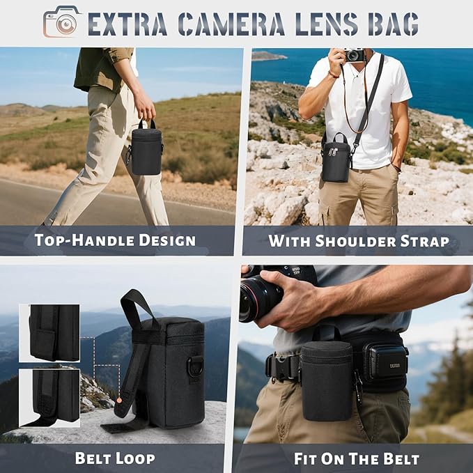 RAINSMORE Camera Backpack Hard Shell for DSLR/SLR Waterproof Camera Bag with Laptop Compartment 15.6 Inch Professional Camera Case with Rain Cover Photography Backpack Bag with Camera Lens Case Black
