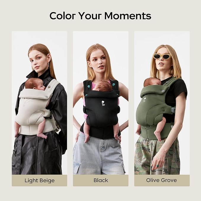 Bc Babycare CocoonGo Baby Carrier – CloudTouch Soft & Ergonomic Baby Carrier for 7–44 lbs | Easy to Wear, Adjustable Fit, Travel-Ready, Machine Washable (Black)