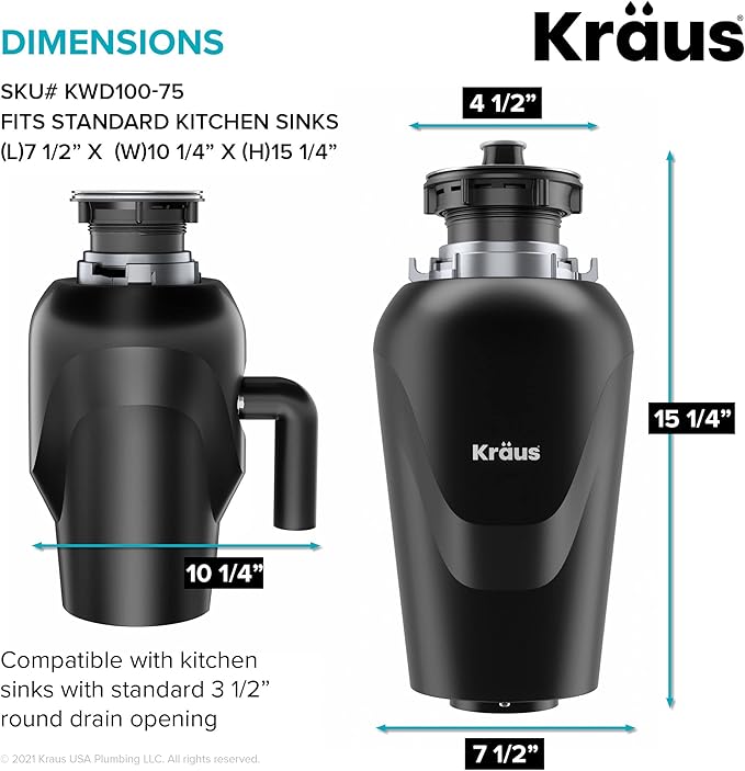 KRAUS Kore Workstation 27-inch Undermount 16 Gauge Stainless Kitchen Sink, Single Bowl Kitchen Sink with 3/4 HP Garbage Disposal, KWU110-27-100-75MB