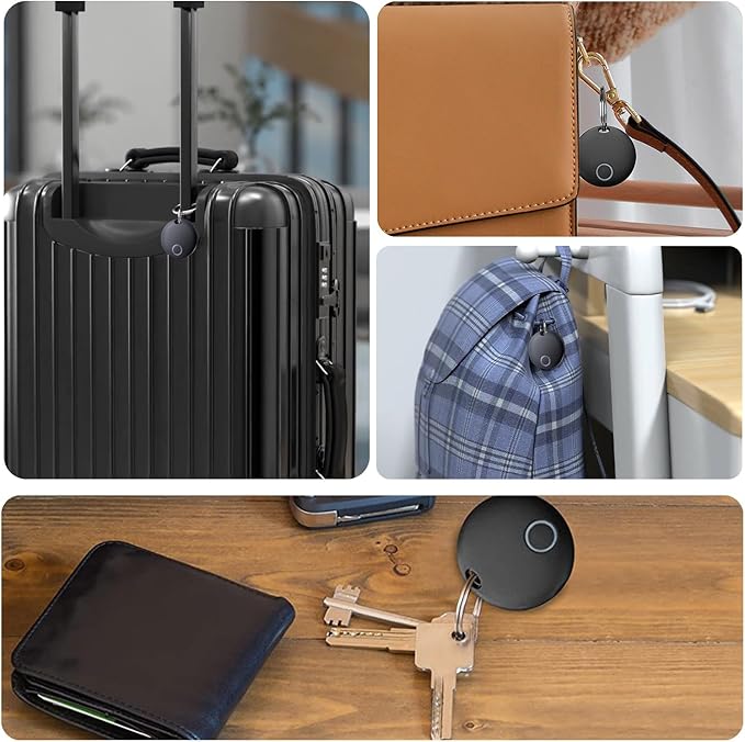 Key Finders, Luggage Tracker Tag Works with Find My (iOS only), Item Locator for Keys, Wallet, Suitcase,Bicycle and More, Replaceable Battery, IP67 Waterproof, Black, 1 PACK