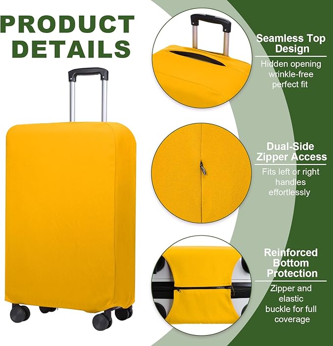 PATIKIL Luggage Cover, Suitcases Covers Elastic Carry on Cover Protector Washable Scratch-Resistant Fits 22-23 Inch Luggage for Travel Business Trips, Yellow