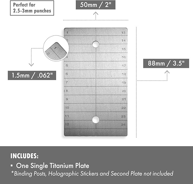 ColdTi - Titanium Bitcoin Seed Plate for Ultra-Secure Ethereum and Crypto Seed Phrase Storage - Premium Seed Phrase Metal - (Single Plate)