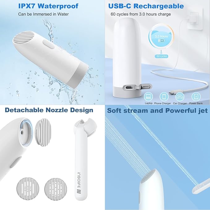 Portable Bidet | High Pressure | Travel Bidets with 2 Different Nozzle | Rechargeable Electric Portable Bidet for Men & Women | Portable Bidets for Travel