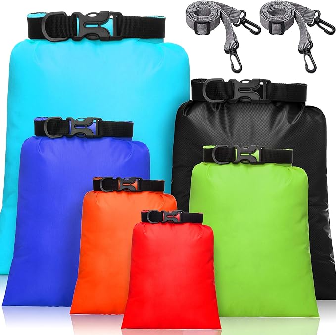 Shappy Waterproof Dry Bag Set 6 Sizes Lightweight Sacks and Long Adjustable Shoulder Strap Outdoor Water Proof Keep Gear Dry Bag Stuff Sacks for Backpacking, Boating, Hiking, Camping