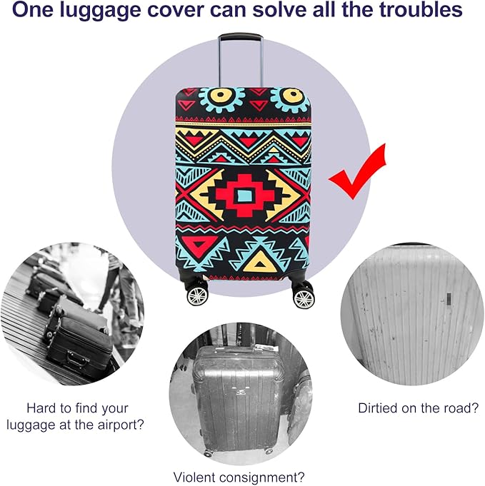 7-Mi Travel Luggage Cover Elastic Sleeve 19"-20" Anti-Scratch Suitcase Protector Cover Size S, Bohemia