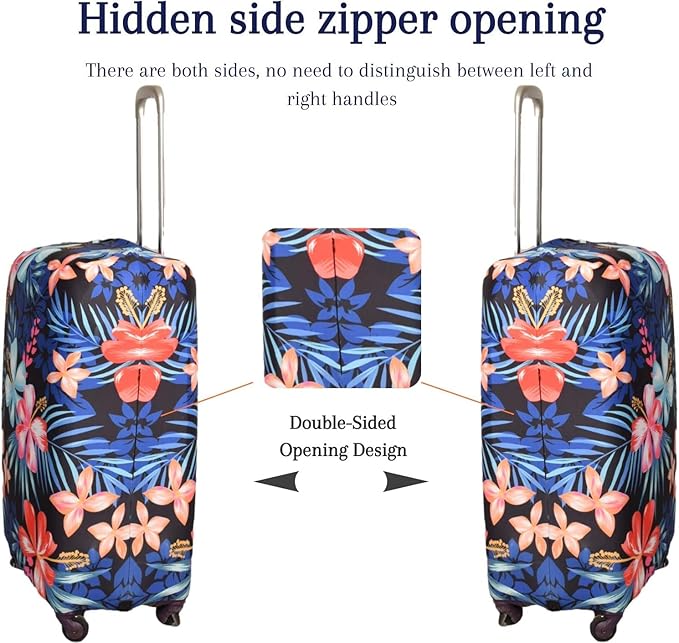 Luggage Cover, Protective Washable Suitcase Cover - Travel Elastic Spandex Suitcase Protector Fits 19 to 20 Inch Flower