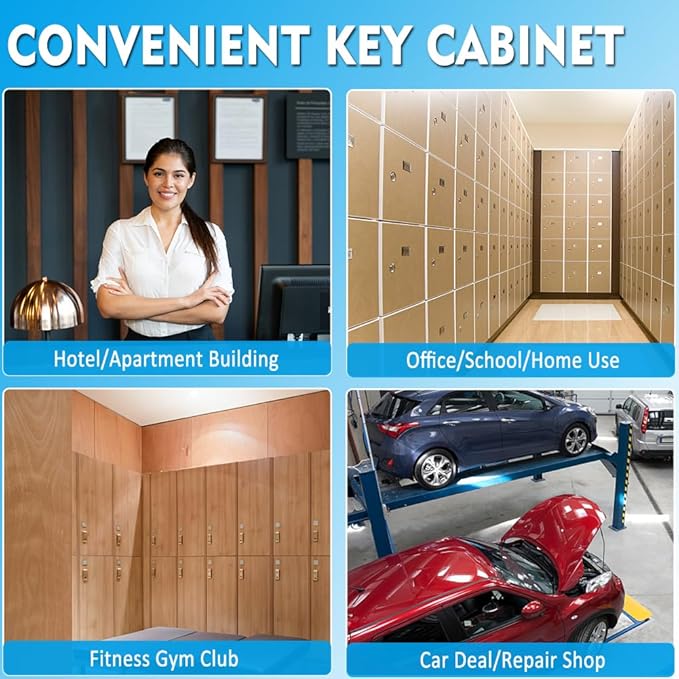UMEKEN Key Box Wall Mount 64 Position Metal Valet Key Cabinet Lock Box with Key Tags, Key Holder Lockbox Key Organizer Safe Storage Locker Box, Black