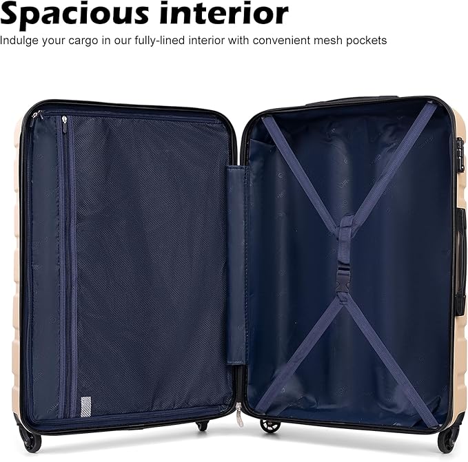 Coolife Luggage 3 Piece Set Suitcase Spinner Hardshell Lightweight TSA Lock (sakura pink, 3 piece set(20in24in28in))