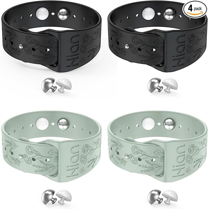 Hion Motion Sickness Bracelets Sea Sickness Wristbands for Motion Sickness/Morning Sickness/Pregnancy Nausea Anti Nausea Wristband Acupressure Nausea Bands Motion Sickness Bands（2Pairs-Black+Beryl）