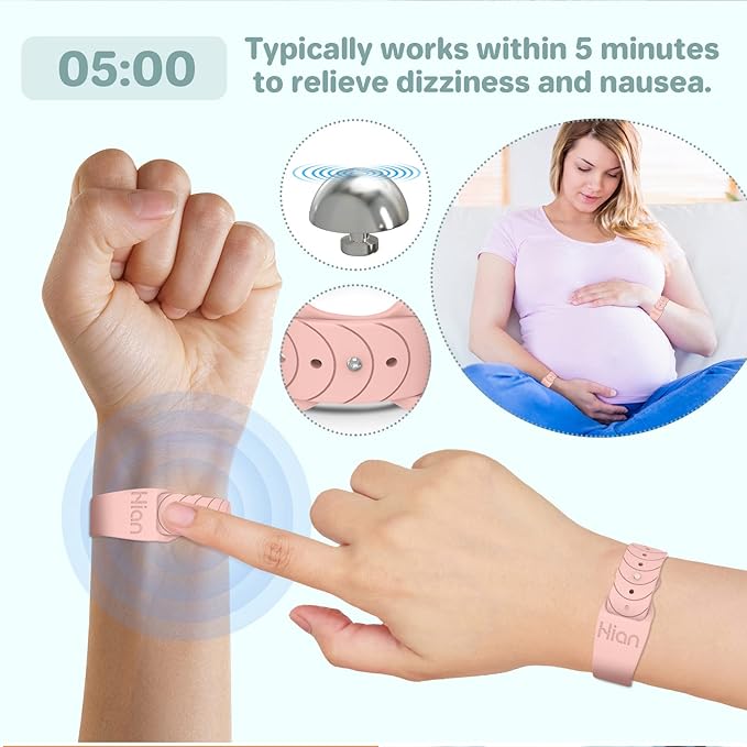Motion Sickness Bracelets Sea Sickness Wristbands for Motion Sickness/Morning Sickness/Pregnancy Nausea Anti Nausea Bands Acupressure Wristband Motion Sickness Bands（1 Pair Sunglow）