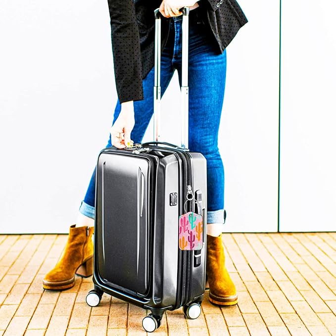 Luggage Tags for Suitcases-Leather Luggage Tag 4 Pack with Loops Cute Bag/Backpack/Suitcase Tags Pink Travel Accessories for Airport