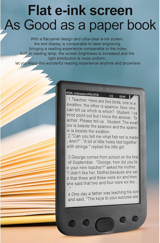 Yoidesu 6 Inch E Reader Digital Reader Electronic Book Reader with 800x600 High Resolution Screen Multifunctional Navigation Buttons for PDF EPUB TXT DOC FB2 MOBI (8G)