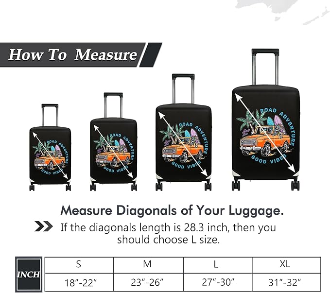 HYPER VENTURE Washable Luggage Cover - Fashion Suitcase Protector Fits 31-32 Inch Luggage (Road Adventure, XL)