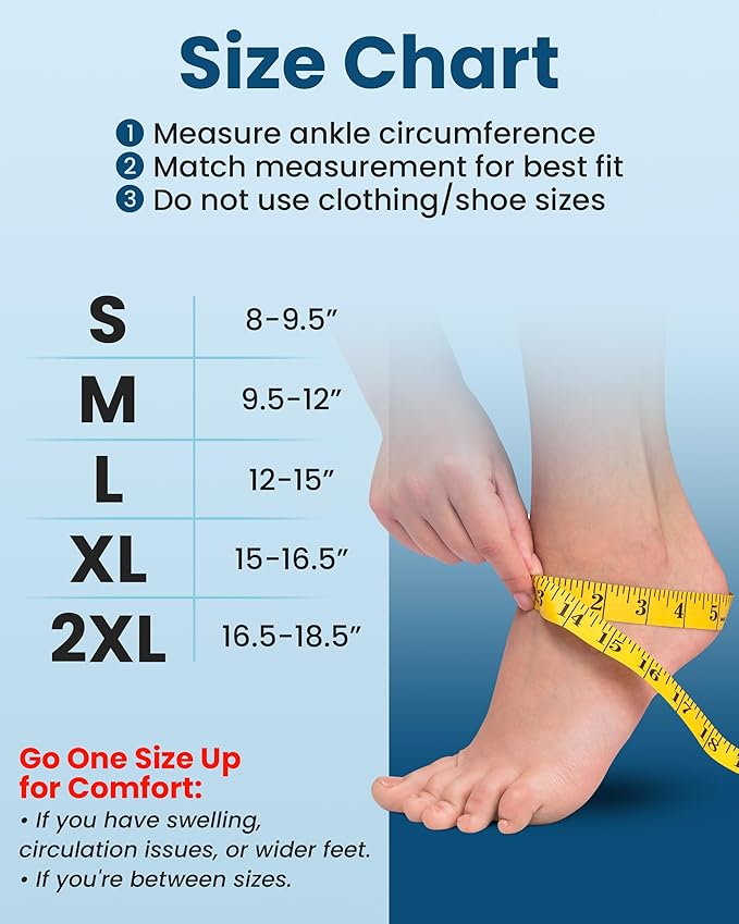 KEMFORD Ankle Compression Sleeve with Cooling Effect - Plantar Fasciitis Braces - Open Toe Compression Socks for Swelling, Sprain, Neuropathy, Arch Support for Men and Women - L, Black