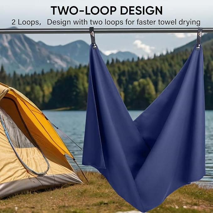 APEXUP Microfiber Travel Towel, Ultra Absorbent Quick Dry Towels, Lightweight Gym Sports Camping Towel for Workout, Yoga, Beach, Shower, Swimming (72"×40", Navy Blue)