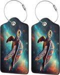 Sea Turtle Leather Luggage Tag with Stainless Steel Ring, Fun Name Id Card Cover Travel Bag Tag Set, Suitable for Travel Bag Luggage Women Men 2 PCS