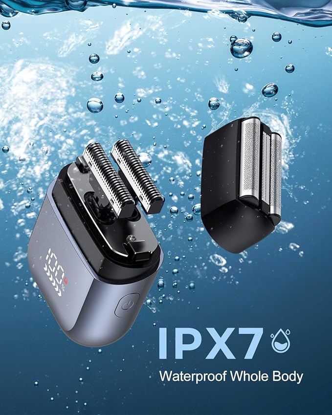 Foil Shavers for Men, Mini Electric Razors for Close Shaving Face with High Speed 3 Floating Blade Heads, USB C Fast Rechargeable Foil Shaver IPX7 Waterproof Wet Dry Travel Locked/Led Display