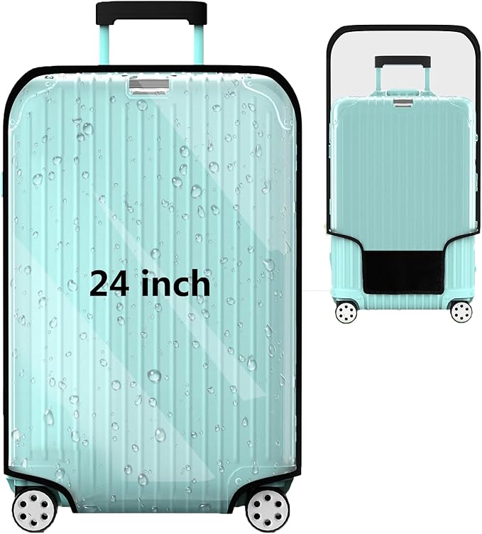 Suitcase Covers For Luggage, 24 Inch Clear PVC Luggage Covers Protector Full Thicken Transparent Waterproof Suitcase Sleeve With Large Velcro for 24" Wheeled Suitcases