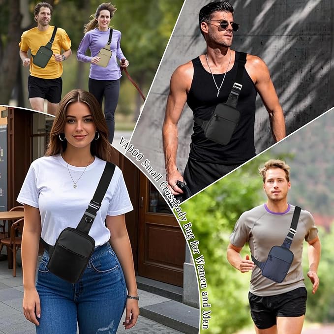 VADOO Crossbody Bags for Women, Mini Lightweight RFID Blocking Sling Men Bag for Phone and Travel (Basic Version- Grey)
