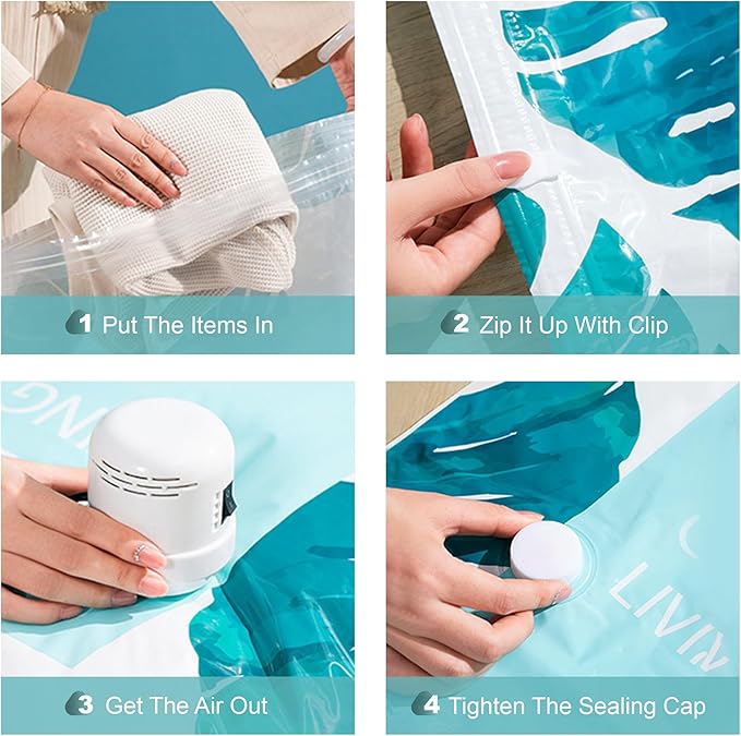 20 Pack Vacuum Storage Bags for Clothing Travel with Electric Pump, 4 Sizes Jumbo/Large/Medium/Small Space Saver Bags Vacuum Sealed for Luggage Blankets, Vacuum Seal Bags for Bedding Comforters