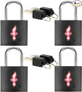 4 Pack TSA Luggage Locks with Key - Black Neon Square for Suitcase Backpack Travel Security Accessories