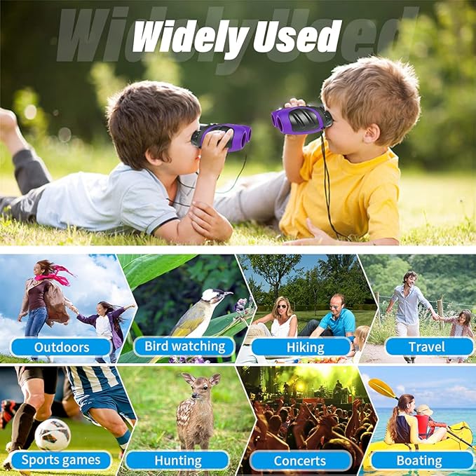 3-8 Years Old Girl Easter Gifts, VNVDFLM Compact Binoculars for Kids Yard Toys, for Girls Age 4-10 to Watching Birds, Telescope Gifts for 10 Years Old Boys to Wildlife (Purple)