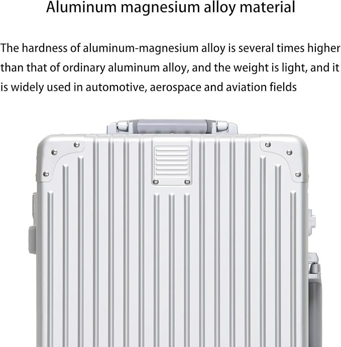 Metal All Aluminum Carry-on Luggage TSA Customs Lock Zipperless Silent Rotary Wheel Business Suitcase Aluminum Frame Set (titanium gold, 2Piece(20/28))