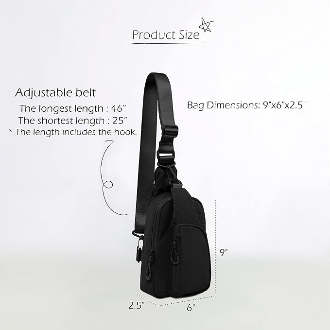 ODODOS Daily Sling Bag with Adjustable Straps Crossbody Chest Bag Lightweight Small Backpack for Casual Traveling Hiking