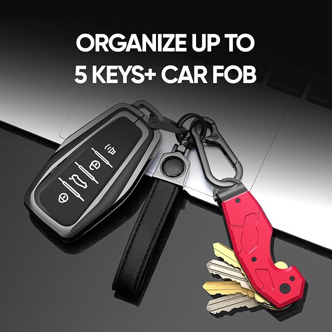 Zeeker Compact Key Organizer Keychain with Built-in Tools – Holds 1-6 Keys, Includes Bottle Opener, Hex Wrench, and Serrated Cutter – Minimalist Key Holder for Men and Women (Red)