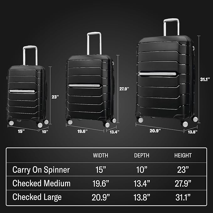 Samsonite Freeform Hardside Expandable Luggage with Spinners, White/Grey, 2PC SET (Carry-on/Large)
