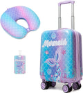 Cute Mermaid Kids Luggage Set 2 piece Kids Suitcase with Spinner Wheels 16" Childrens Luggage for Girls With Wheels Hard Shell Luggage Sets Airline Approved