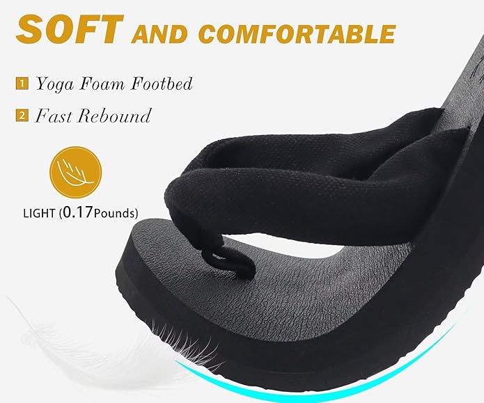 KuaiLu Flip Flops for Women with Arch Support Yoga Mat Comfortable Summer Beach Walking Thong Cushion Sandals Slip On Indoor Outdoor