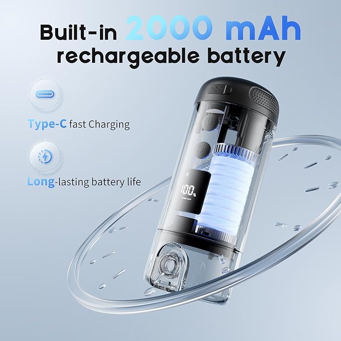 Peri Bottle for Postpartum Care-250ml Portable Bidet for Travel with 5 Sprayer Modes, 2000mAh Rechargeable Electric Bidet with 8 Replaceable Nozzles for Perineal Care & Post-Surgery Care (Black)