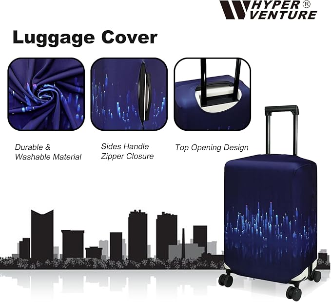 HYPER VENTURE Washable Luggage Cover - Fashion Suitcase Protector Fits 23-26 Inch Luggage (Nightscape, M)
