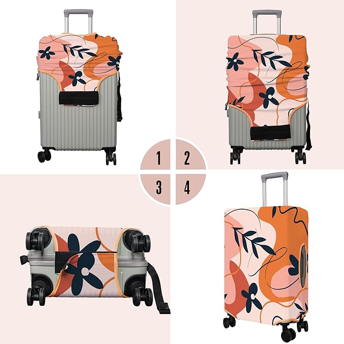 Travel Luggage Cover Suitcase Protector Fits 18-32 Inch Wheel Covers PatternedTravel Related Items Flower Luggage Protector Elastic M