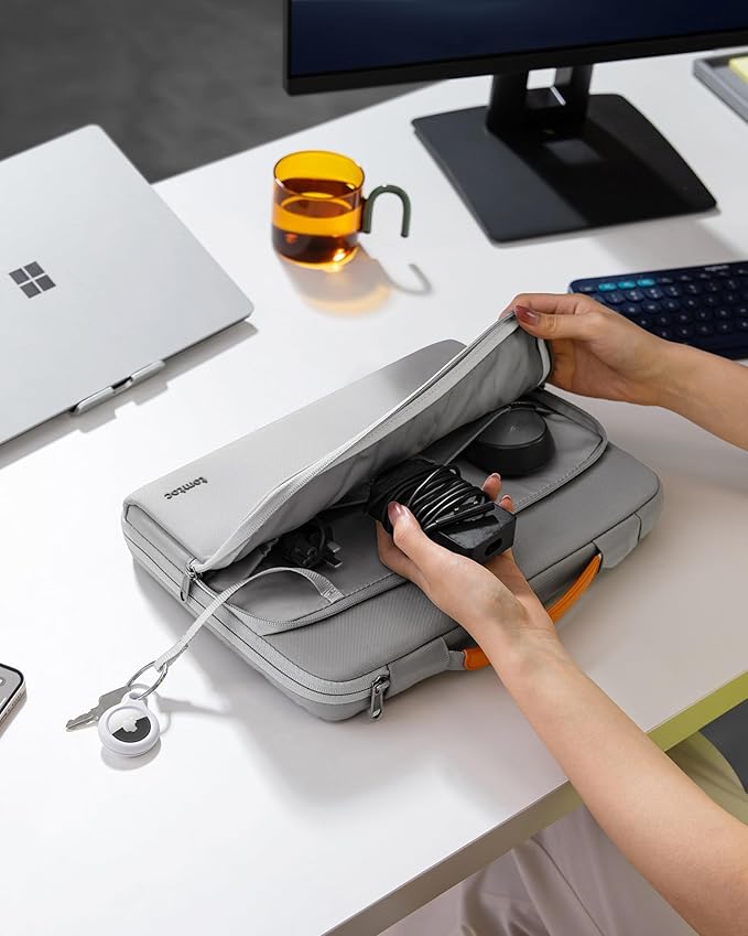 tomtoc 360° Protective Laptop Sleeve for 15 -15.6 Inch HP | Dell | Asus | Acer | Thinkpad | Samsung Laptops Ultrabooks Notebooks, Spill-Resistant 15.6 Inch Laptop Tablet Briefcase, Gray