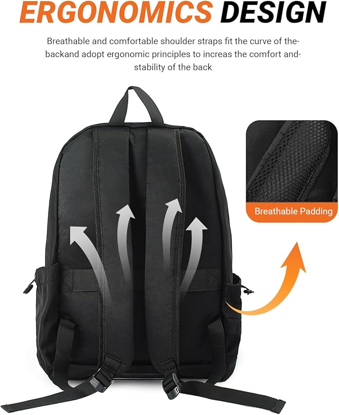 Multi-Pocket Laptop Backpack, 24L Capacity, Fits 14-inch Laptop, 16.9x12.6x5.5 inches, 1.1 lbs, Black/Navy/Gray (Blue)