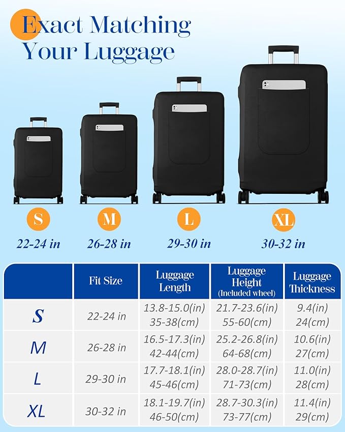 Slohif Luggage Cover for Suitcase Tsa Approved Protector - Luggage Sleeve Suit Case Cover Travel Stretch Large Baggage Case Protective Washable Fit 30-32 Inch Black