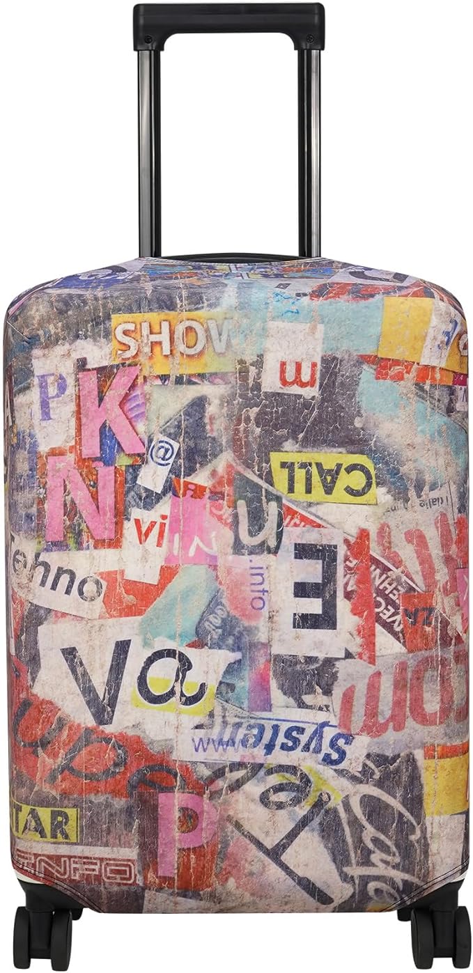 Explore Land Travel Luggage Cover Suitcase Protector Fits 31-32 Inch Case (Retro Pictorial, XL)