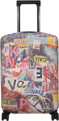 Explore Land Travel Luggage Cover Suitcase Protector Fits 27-30 Inch Case (Retro Pictorial, L)